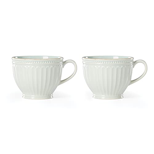 Lenox French Perle Groove 2-Piece Latte Mug Set, 1.00, Blue