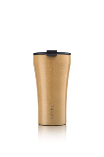 Sttoke Leakproof Ceramic Reusable Coffee Cup, 16-Ounce, Yellow Stone