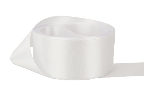 Ribbon Bazaar Double Faced Satin 1-1/2 inch White 50 Yards 100% Polyester Ribbon