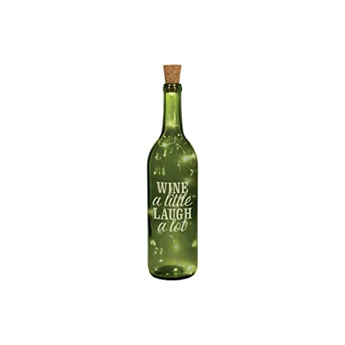 Carson 24651 Laugh A Lot Wine Bottle with Cork String Lights, 11.33-inch Height