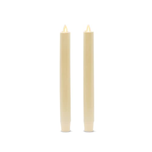 K&K Interiors Luminara Set of 2 Moving Flame LED Taper (1x9.75), Flameless Candle, Melted Edge, Smooth Wax, Unscented (Ivory)
