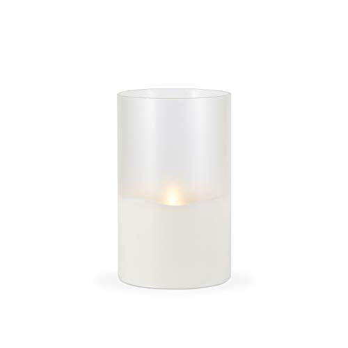 Gerson 5"D x 8"H Hand Poured Wax Candle in Frosted Glass with Exclusive illumaflame‚Äö√ë¬¢ Glow