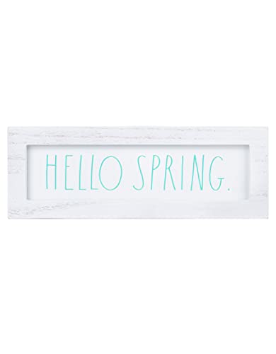 DesignStyles Rae Dunn Spring Decor Desk Sign - Spring Decorations for Home and Office - Spring Sign Desk Decor - Spring Mantle Decor and Shelf Decorations - Wooden Rustic Farmhouse Decor for Dining Room, Fireplace