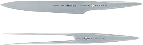 Chroma USA Chroma by F. A. Porsche Type 301 Carving Fork and 8-Inch Chef's Knife, one size, silver