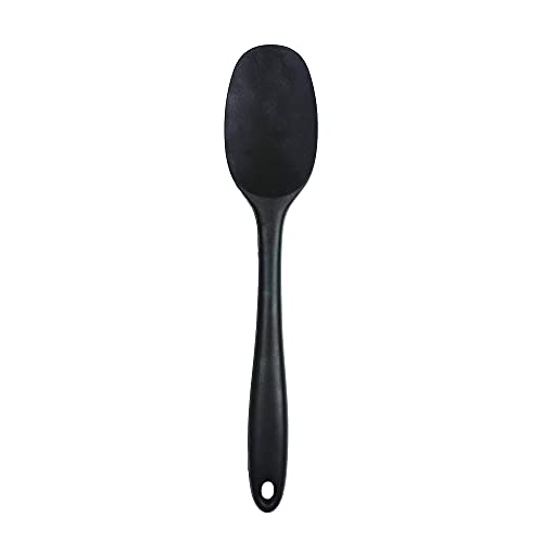 RSVP International (ELA-WH) Elas Favorite Silicone Spatula Spoon, Black, 11" | BPA-Free Silicone | Mix Thick Batters, Scrape Sauces, Stir Pasta, & More | Dishwasher Safe & Heat Resistant