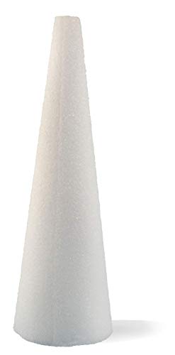 Hygloss Products Styrofoam Cones  White Cones for Floral Arrangements, Crafts & DIY Projects - 12 Tall & 4 Base - 6 Pack (51412)