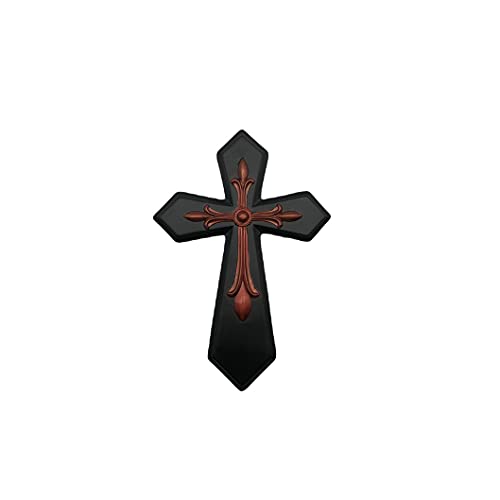 Comfy Hour Faith and Hope Collection Marble Design Wall Cross, Dark Gray With Copper
