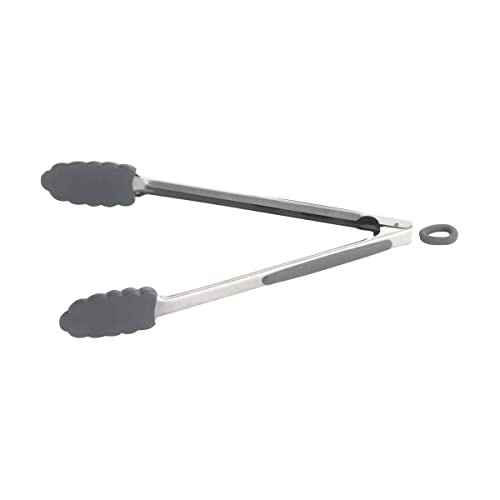 Tablecraft 11181 Locking Tongs, Gray, 13.5-inch Length, Silicone