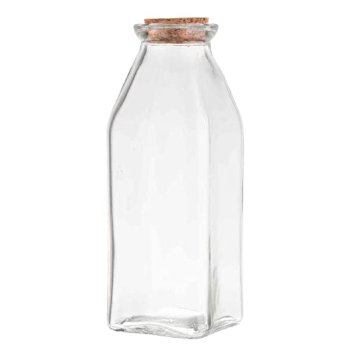 Tablecraft H92005 Glass Milk Jar with Cork Glass, 11.75 oz., 6.63-inch Height