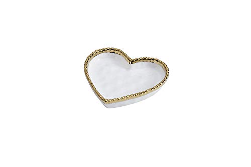 Pampa Bay Love is in the Air Small Porcelain Heart Dish, White with Gold Trim
