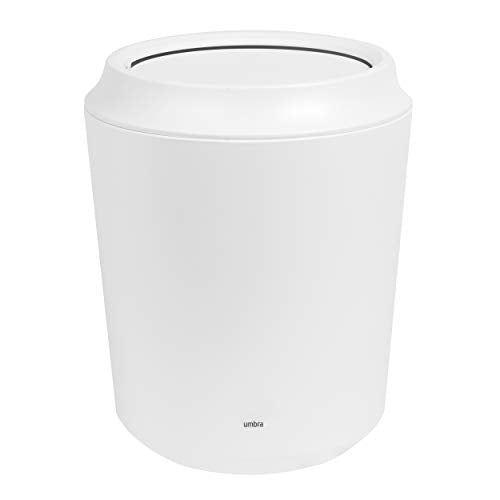 Umbra Corsa Bathroom Trash Can with Lid - Small Waste Basket, White