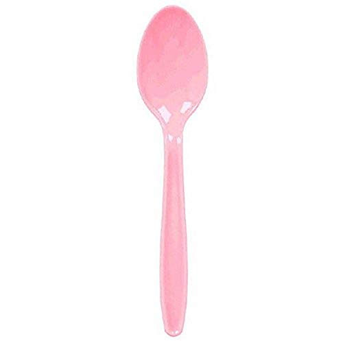 Amscan Party Supplies Plastic Spoons, Pale Pink, 9.3" x 4.3", 20ct