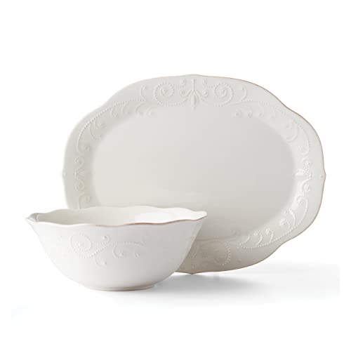 Lenox French Perle 2Pc Serveware Bundle, 7.94, White