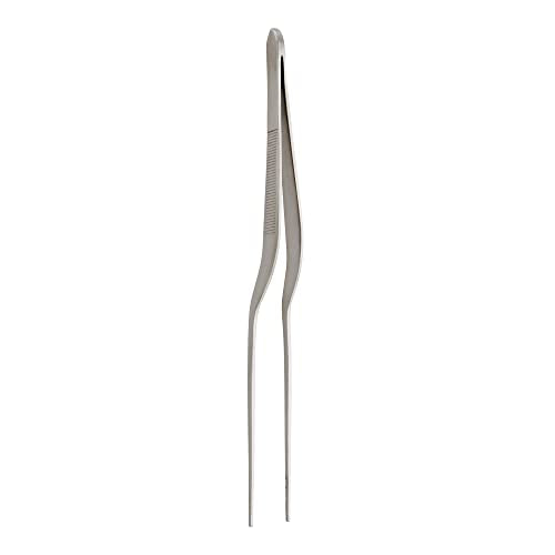 HIC Harold Import Co. Precision Plating Tong with Curved Tips, Stainless Steel