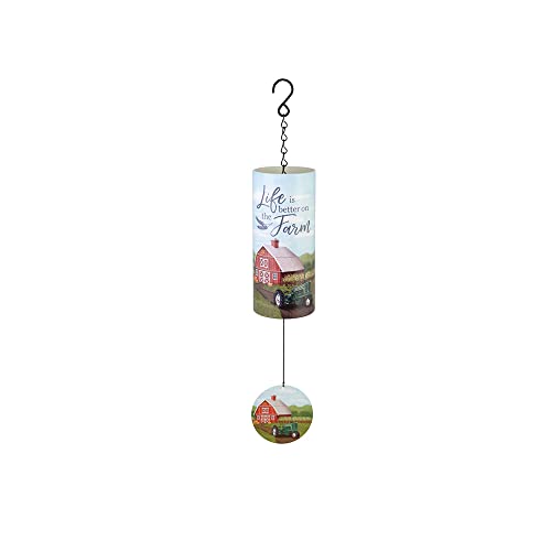Carson Home 62793 Better on The Farm Cylinder Sonnet Chime, 18-inch Length, UV Printed Steel with Metal Construction and Industrial Cordage