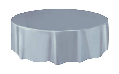 Unique Industries Silver Plastic Table Cover Round