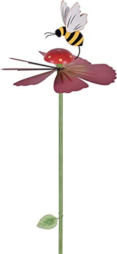 Sunset Vista Designs 93616 Honey Bee Spinner Garden Stake, 44-inch Height