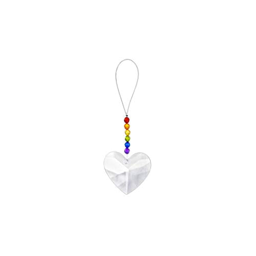 Ganz ACRY-767 Rainbow Heart Pendant Charm Hanging Ornament, 4-inch Length, Acrylic