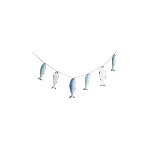 Ganz CB176265 Distressed Embossed Fish Garland, 72 inches Length, Metal