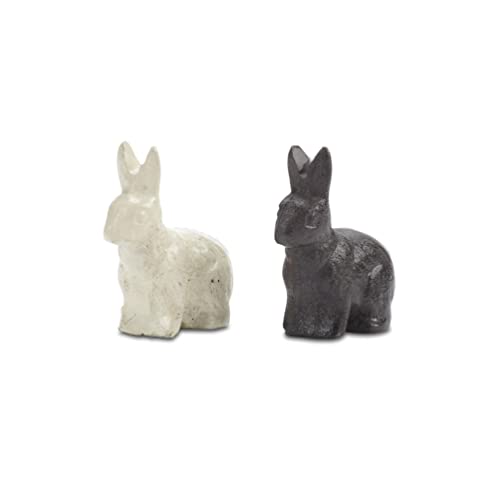 Abbott Collection  American Chateau Set 2 Assorted pcs 2" Cast Iron Mini Sitting Bunny Rabbit Figurines Statues