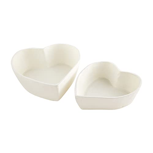 Mud Pie Eco Mix Heart Bowl, White, Small 14" x 13.25", Large 16" x 15"