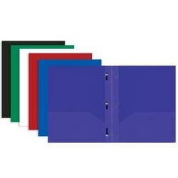 BAZIC Solid Color 2-Pockets Poly Portfolio w/ 3 Prongs