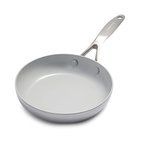Cookware Company GreenPan Venice Pro Stainless Steel Healthy Ceramic Nonstick Light Gray Frypan, 8"