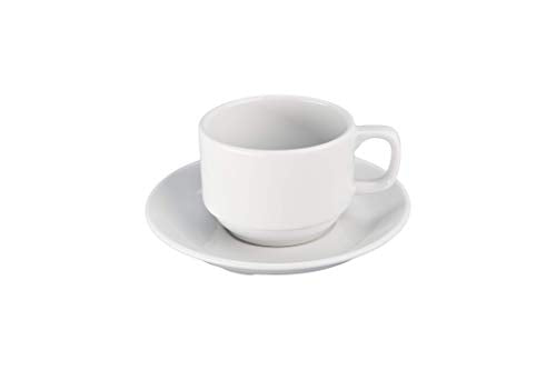 BIA Cordon Bleu 901607S4SIOC Bistro Cup and Saucer, Set of 4, White, 8 Oz.