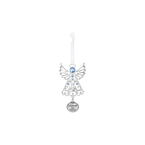 Ganz EX31800 Celebrate The Season Christmas Hanging Ornament, 3-inch Height, Silver and Blue