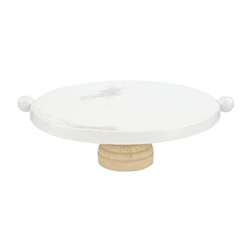 Mud Pie Stoneware Cake Pedestal, 12-inch Diameter, White