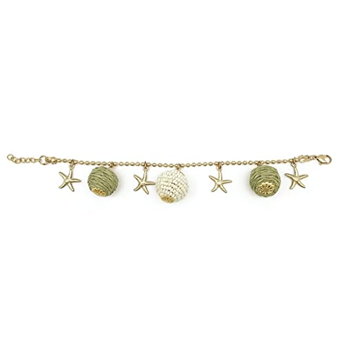 Anju Spheres and Starfish Sachi Calming Sage Collection Bracelet for Women, 7.25-inch Length