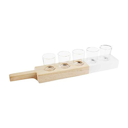 Mud Pie Paulownia Woos Paddle Votive Holder, Natural/White, 4" x 19.5"