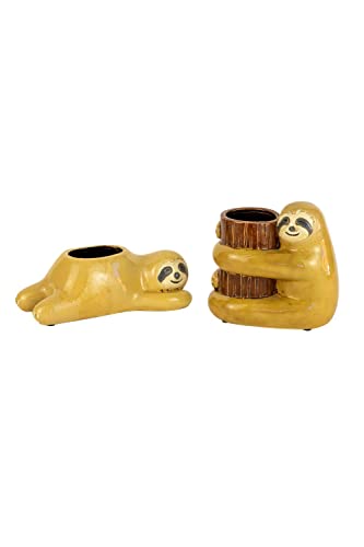 Kalalou CDV2090 Ceramic Sloth Planters, 6-inch Length