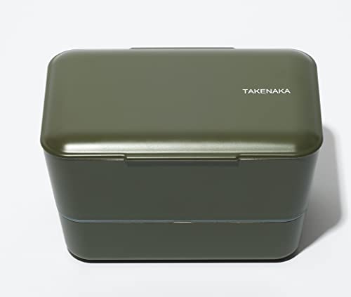 TAKENAKA Bento Bite Dual from, Eco-Friendly and Sustainable Japanese Style Bento Lunch Box (Matte Olive)