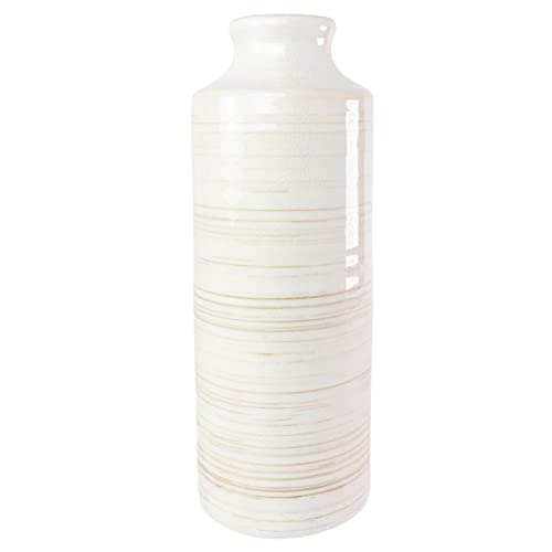 Foreside Home & Garden White Swirl Stoneware Vase