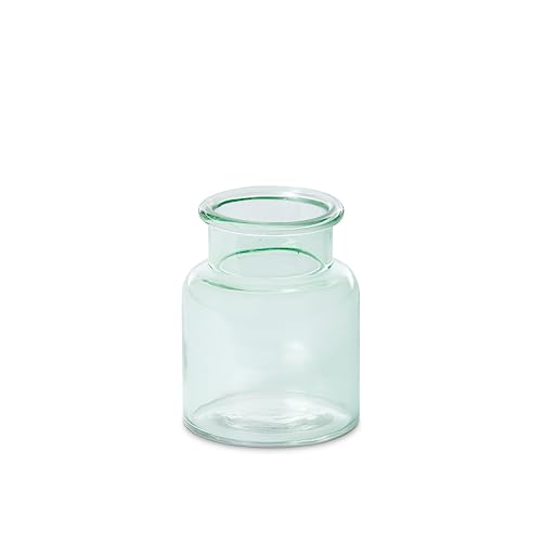 Park Hill Collection Cut Flower Display Vase, Small, 7-inch Height, Glass, Clear, for Decorative Use, Wall Decor, Home, Office, Kitchen, Living Room, Indoor