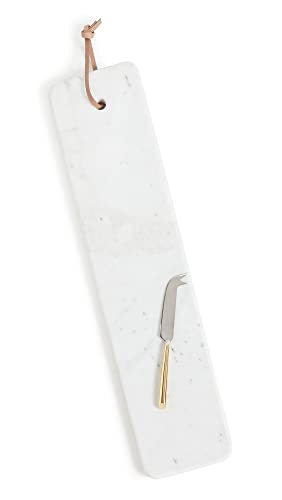 Two's Company Polished Elongated Solid Marble Serving Tray with Cheese Knife