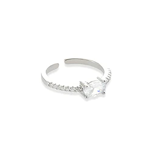 Maya J Jewelry CZRB0017W Oval Shaped Cubic Zirconia Ring, 7 Inch, Rhodium Plated Over Brass, White