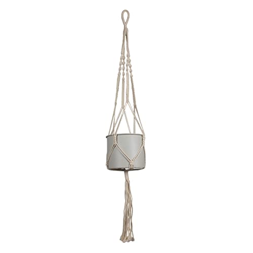 Foreside Home & Garden Hanging Cylinder Pot Gray Metal & Rope