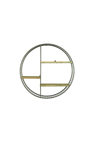 KALALOU CQ7541 Round Wire MESH and Recycled Wood Shelving Unit