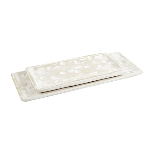 Mud Pie Carved Dot Tray Set, 16 1/4-inch