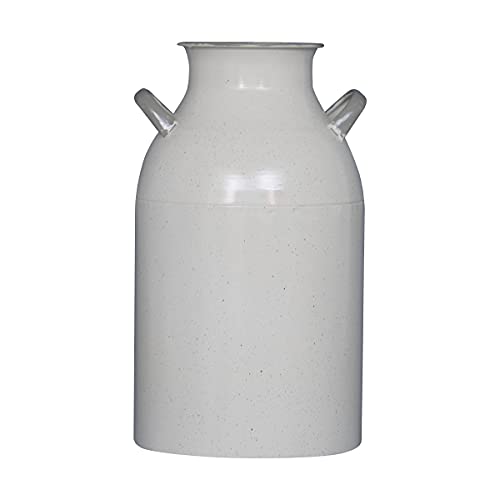 Foreside Home & Garden White Enamel Metal Milk Jug Decorative Vase