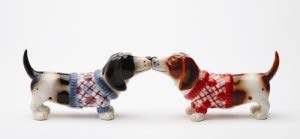 Pacific Trading Giftware Kissing Basset Hounds in Sweater Nothing but a Hound Dog Magnetic Salt and Pepper Shaker Set