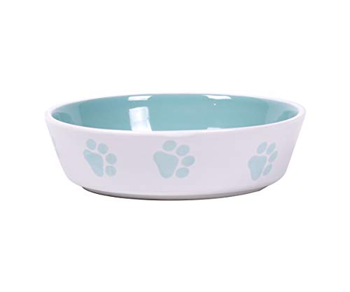 Blue Sky Clayworks 8787 Bromley Dog Paw Bowl (6-inch Diameter, Turquoise)