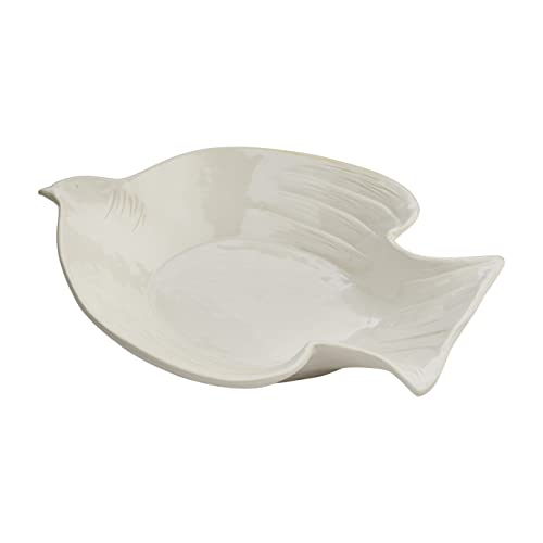 Mud Pie Dove Stoneware Serving Bowl, White, 10 1/2-inch