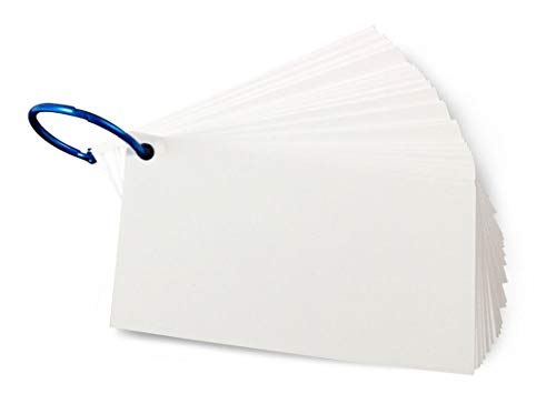 Hygloss Products Study Buddies Cards - Flashcards - Rectangle Shape - 2 x 3 Inches -White Cardstock - Ideal for Students, Classroom - Build Skills - Colored Bookring - 100 Qty