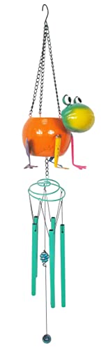Continental Art Center CAC2020C- Hanging Colorful Frog Planter Wind Chime