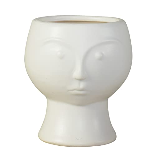 HomArt Matte White Rory Face Vase, 4.75-inch Height, Ceramic