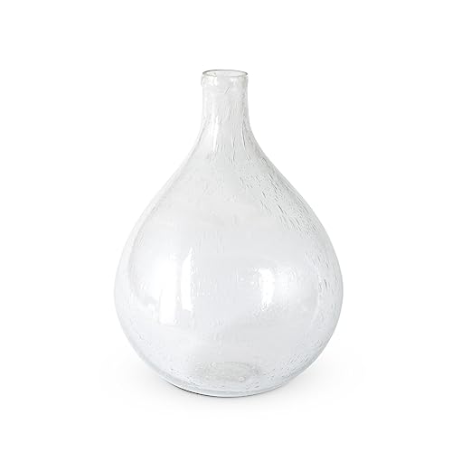 Park Hill Collection Raindrop Glass Oversized Bottle Vase, 18-inch Height, Glass, Clear, for Decorative Use, Wall Decor, Home, Office, Kitchen, Living Room, Indoor