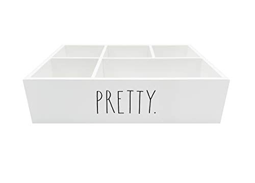 DesignStyles Rae Dunn Beauty Organizer ‚Äì With Compartments for Cosmetic Storage ‚Äì White Container for Makeup Supplies, Personal Items, Jewelry - Modern Chic Design - Stylistic D√©cor for Bathroom Vanity